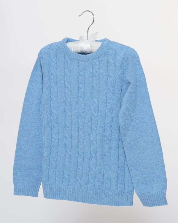 Maedchen Pullover Mittelblau Wolle von scaled