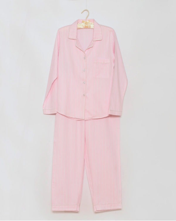 Damen Pyjama rosa Streifen von 4