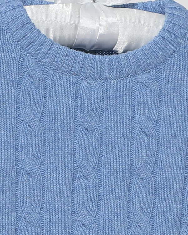 Maedchen Pullover Mittelblau Wolle von 2