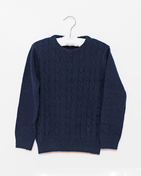 Maedchen Pullover marineblau Wolle von