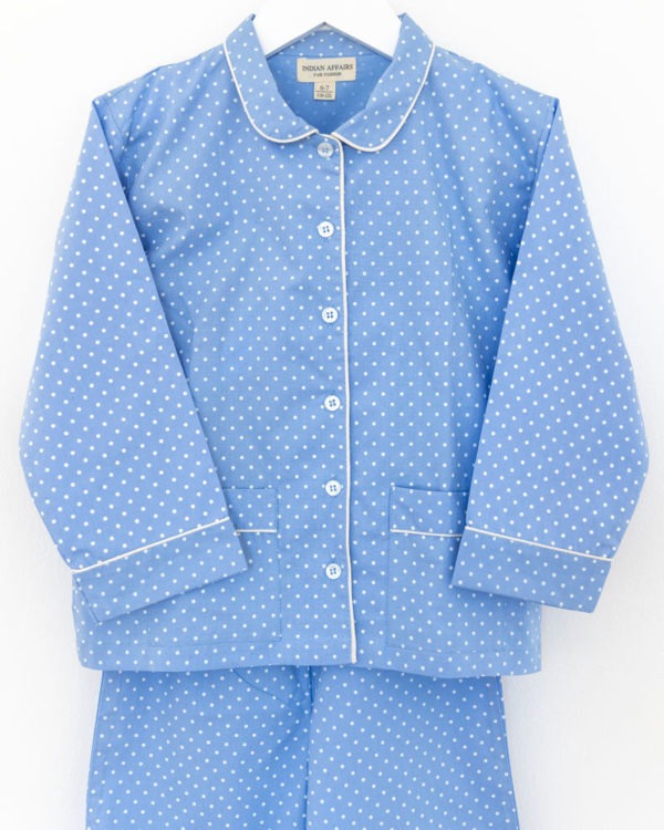 Maedchen Pyjama blau Puenktchen von 2