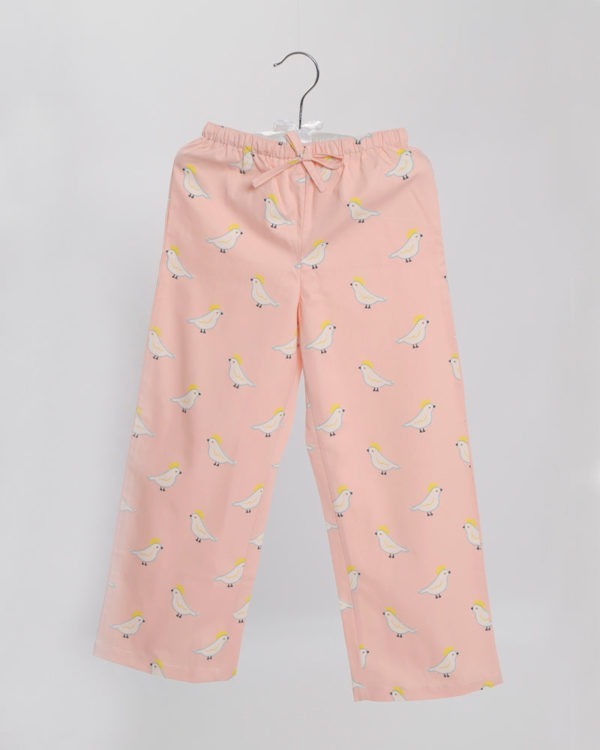 Maedchen Pyjama rosa Vogelmotiv von 4